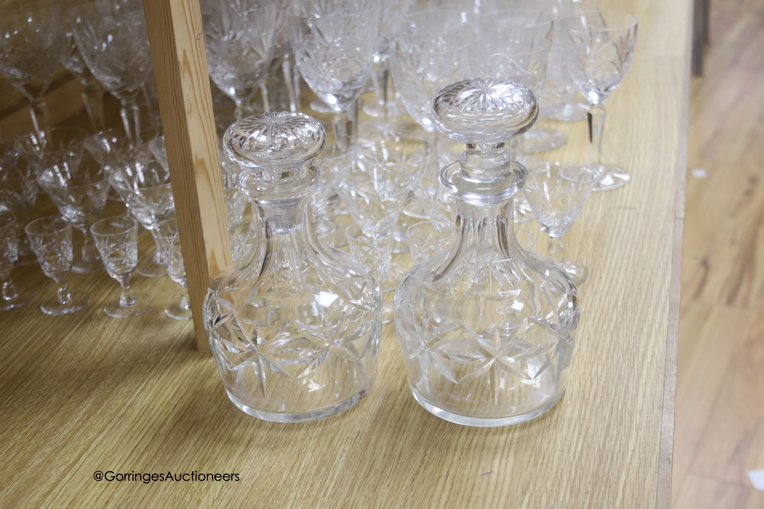 A collection of clear cut drinking glasses